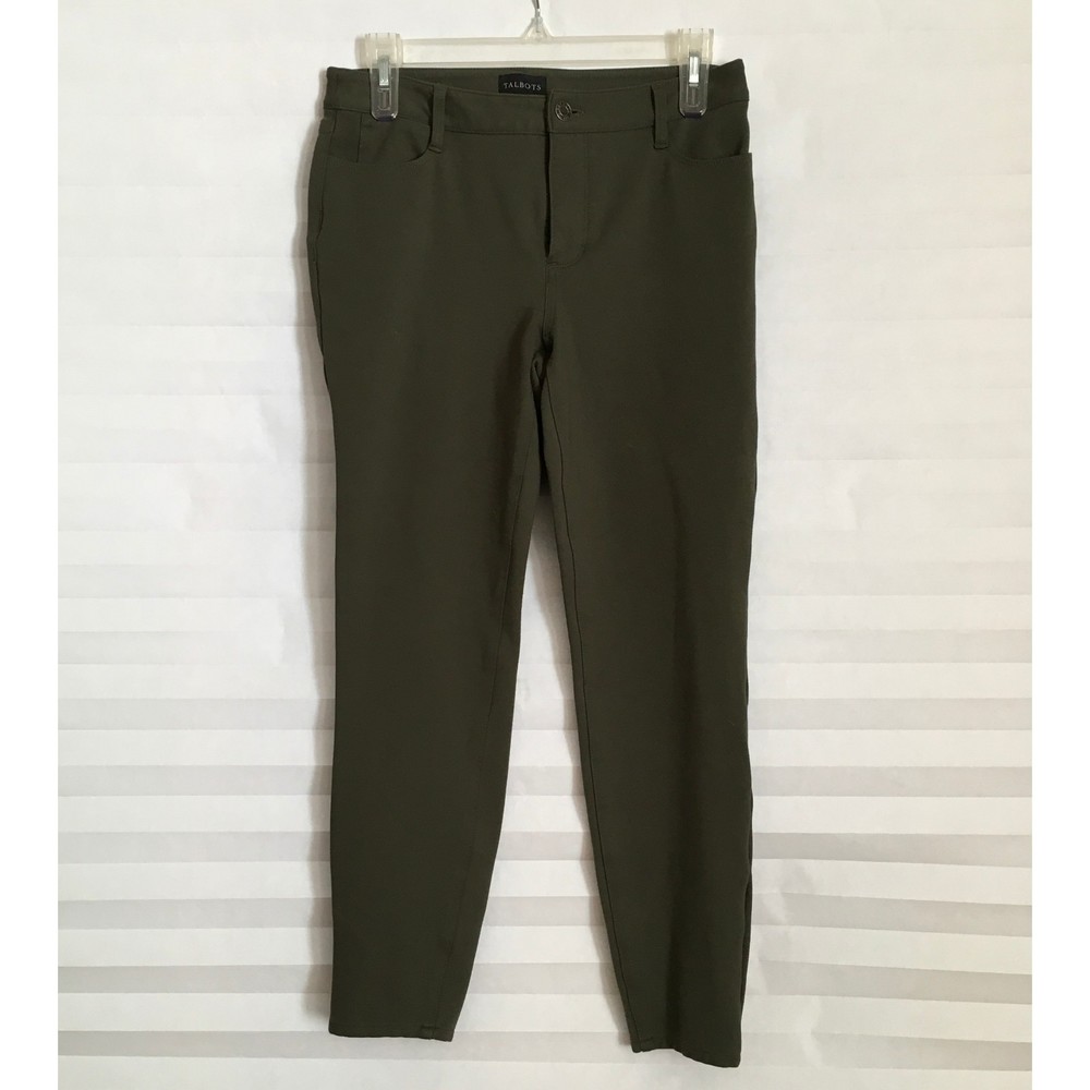 Talbots Womens Soho 5-Pocket Jegging Pants Size 4P Stretch Green‎ Zip Front